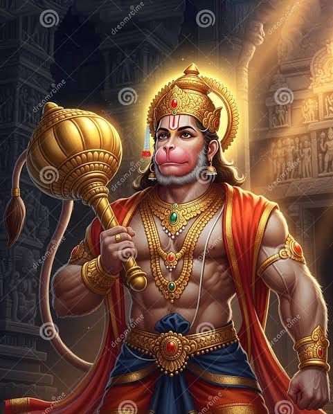 Lord Hanuman holding his gada